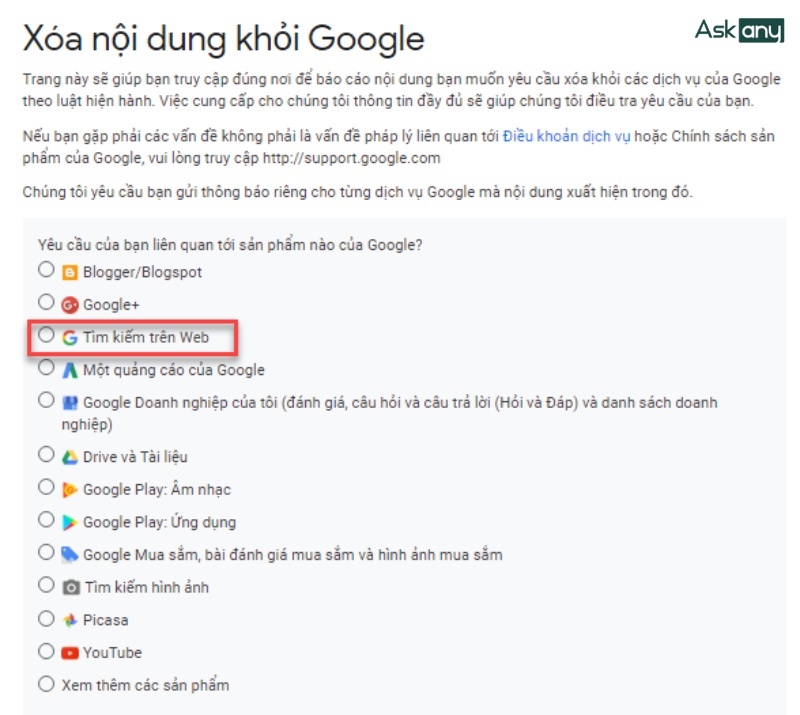 Báo cáo vi phạm bản quyền nội dung miễn phí trên Google