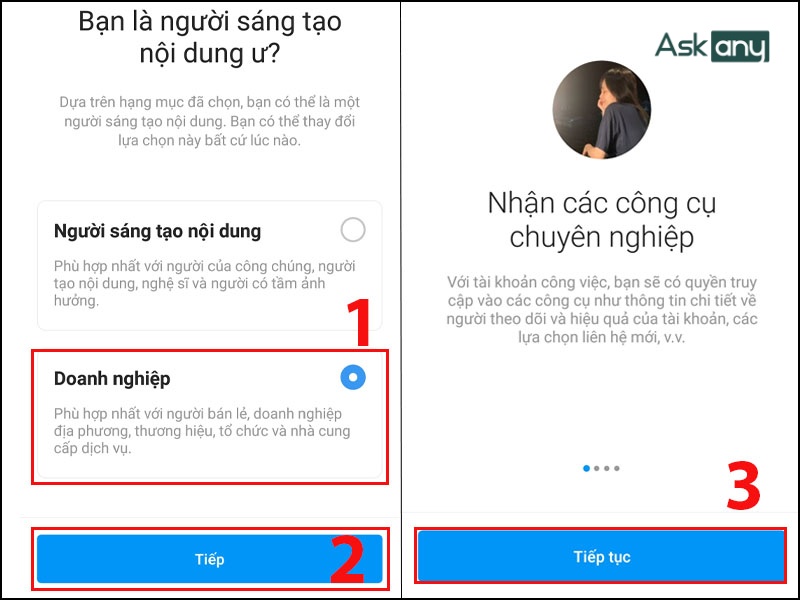 Tài khoản Instagram cho doanh nghiệp