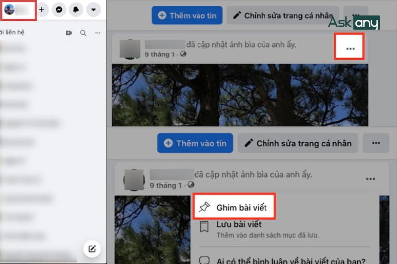 cách ghim bài viết lên facebook