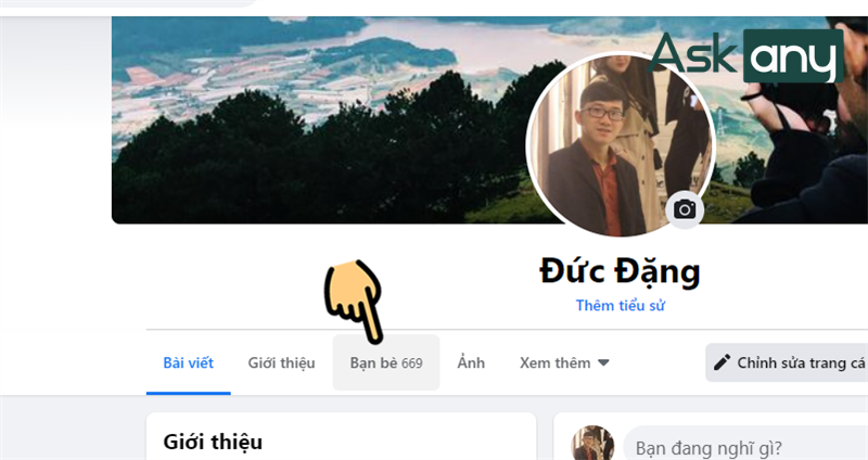 Click vào tab Bạn bè