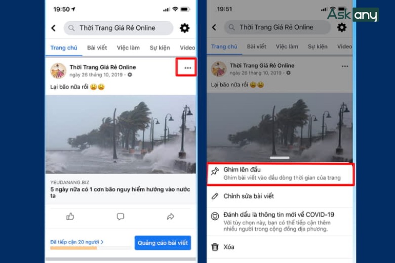 cách ghim bài viết trên facebook