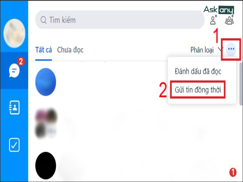 Chọn Gửi tin đồng thời