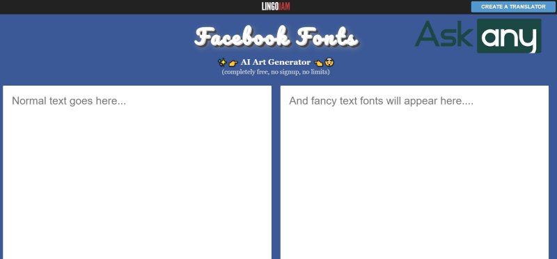 Đổi font chữ Facebook dễ thương bằng LingoJam