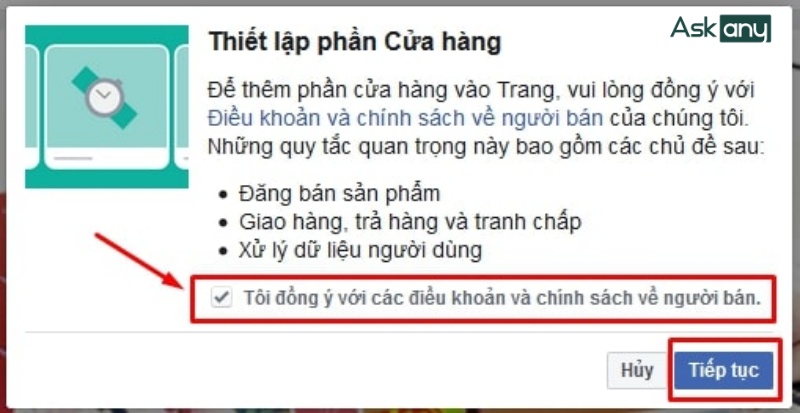 Chọn Đồng ý và click Tiếp tục