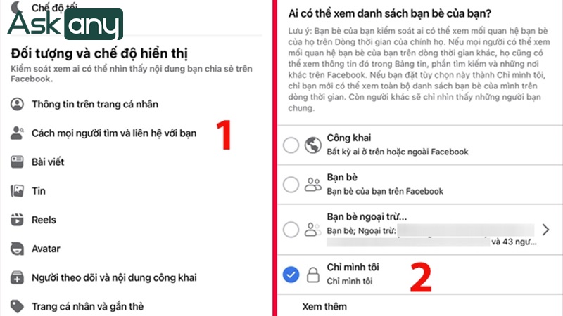 Cài đặt Ai có thể xem danh sách bạn bè của bạn?