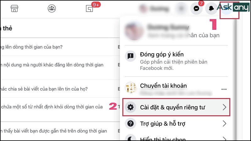 Chọn Cài đặt quyền riêng tư