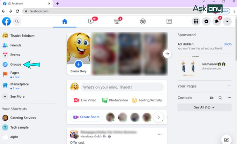 Tìm nhóm Facebook mà bạn muốn xóa