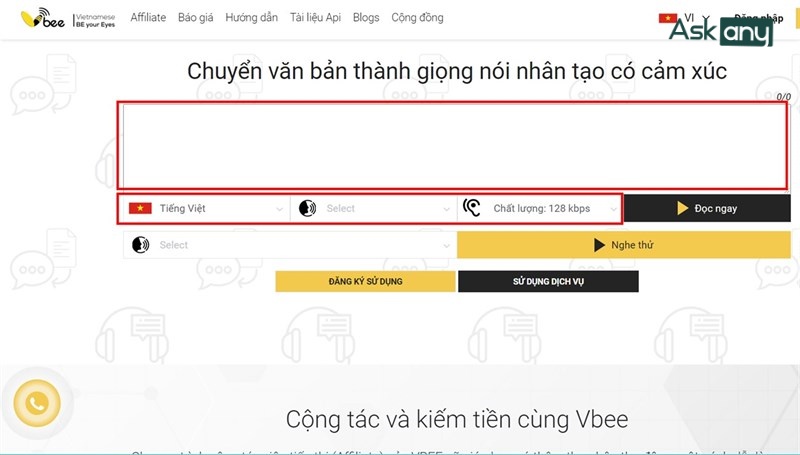 Thử nghiệm tính năng đọc văn bản