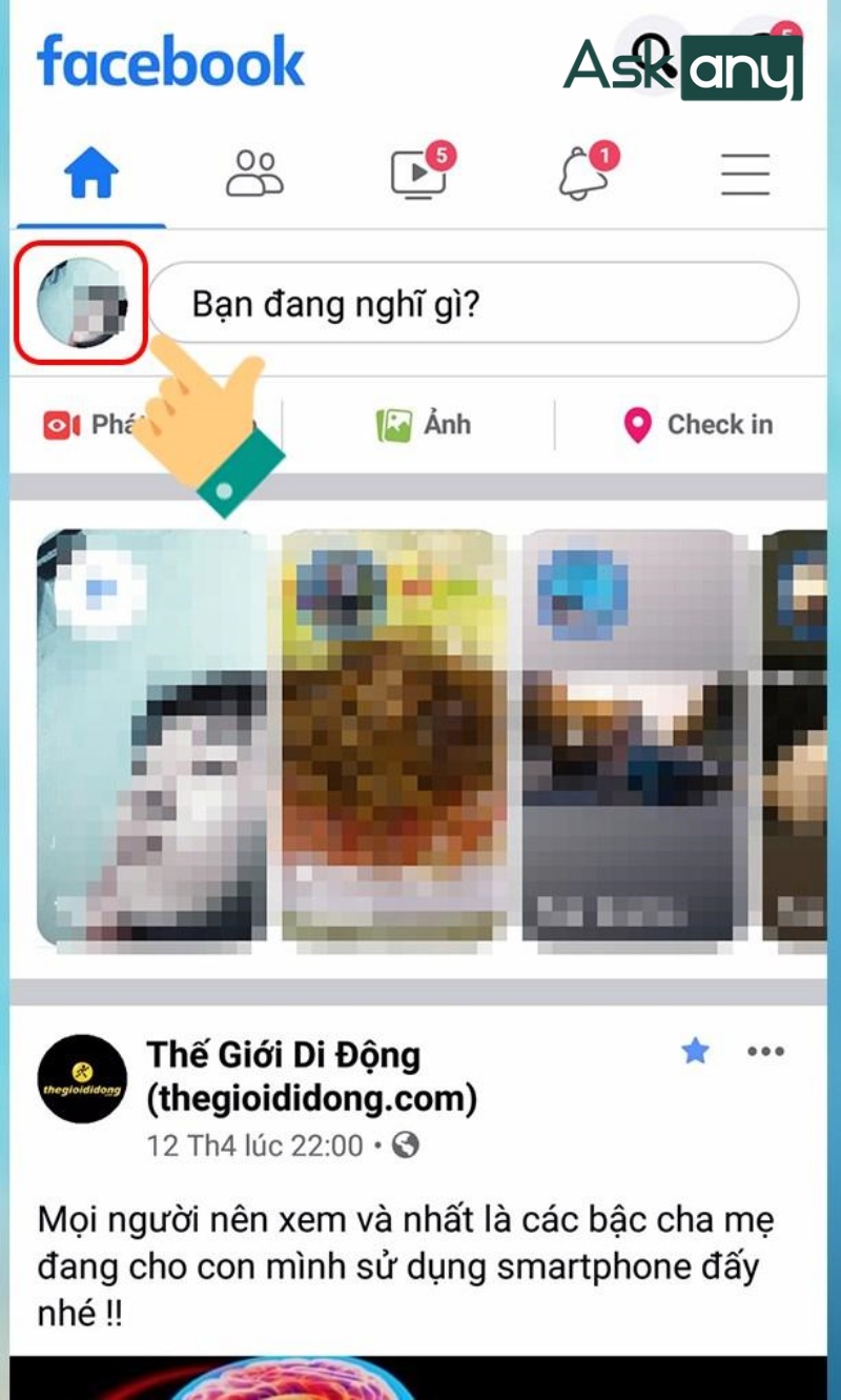 Mở trang cá nhân Facebook