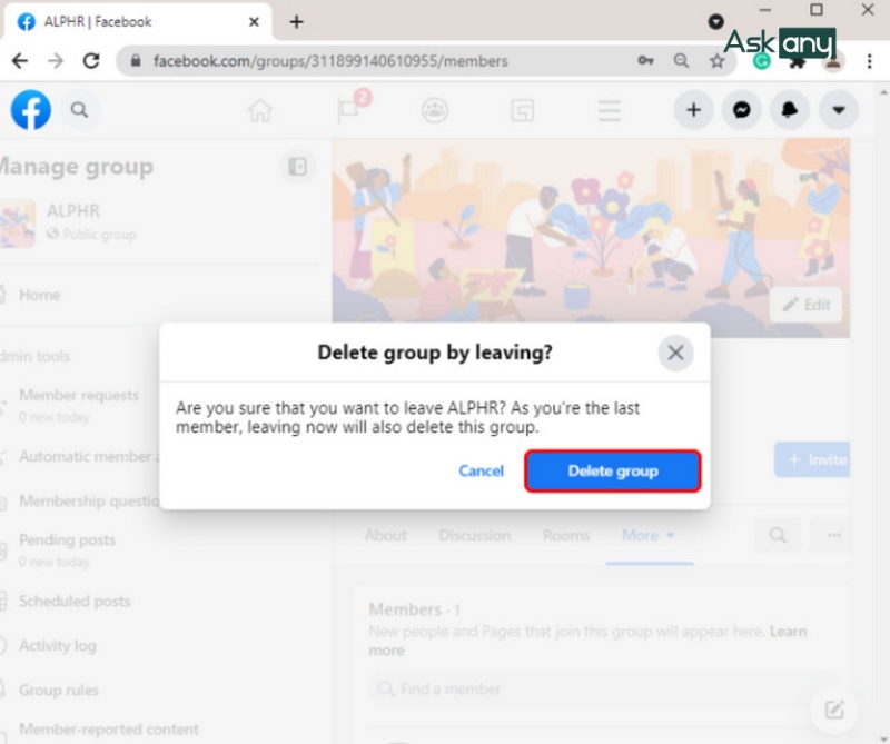 Chọn Delete Group để hoàn tất quá trình