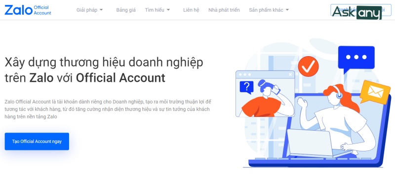 Đăng ký tài khoản Zalo Official Account 