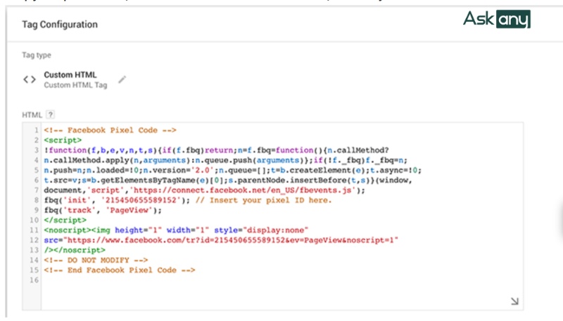 Dán đoạn mã Pixel Facebook vào