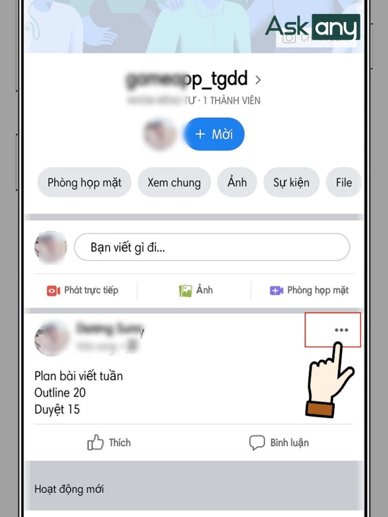 Nhấn vào biểu tượng ba chấm nằm cạnh bài viết