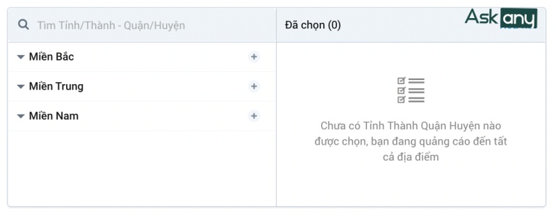 Lựa chọn theo tỉnh thành hoặc vị trí cụ thể trong nước