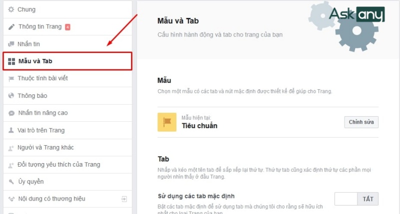 Chọn Mẫu và tab