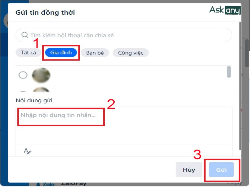 Soạn nội dung tin nhắn và nhấn Gửi