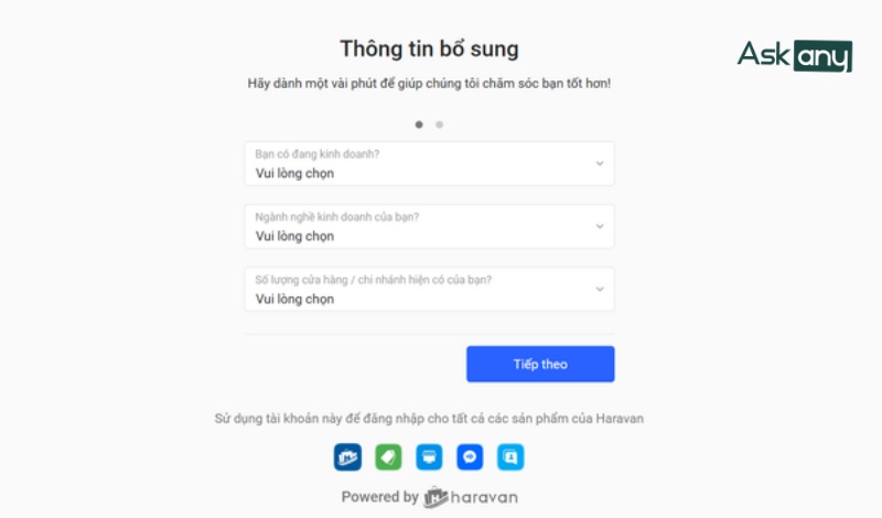 Điền thông tin cơ bản về website