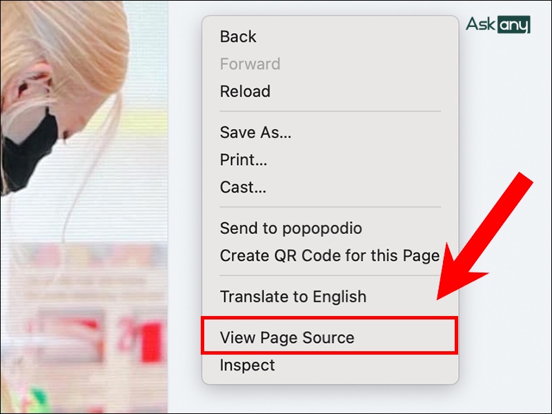 Bấm chọn View Page Source
