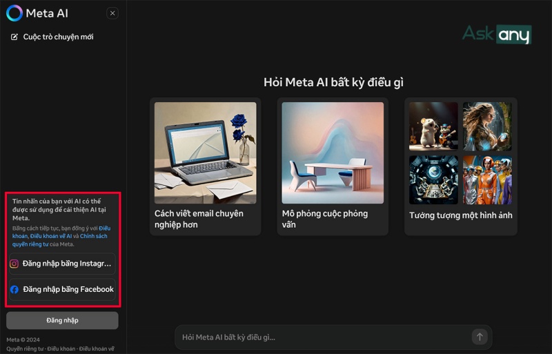 Đặt câu hỏi cho Meta AI