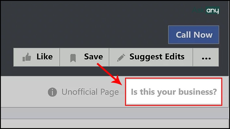 Tìm fanpage rồi chọn Is this your business