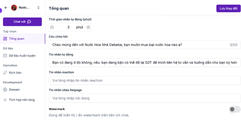 Cài đặt tính năng tự động trả lời