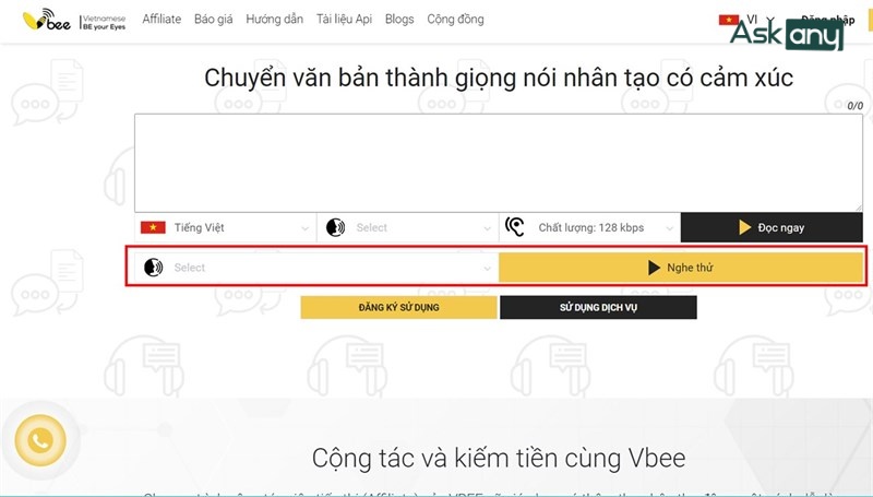 Nghe thử các mẫu giọng đọc