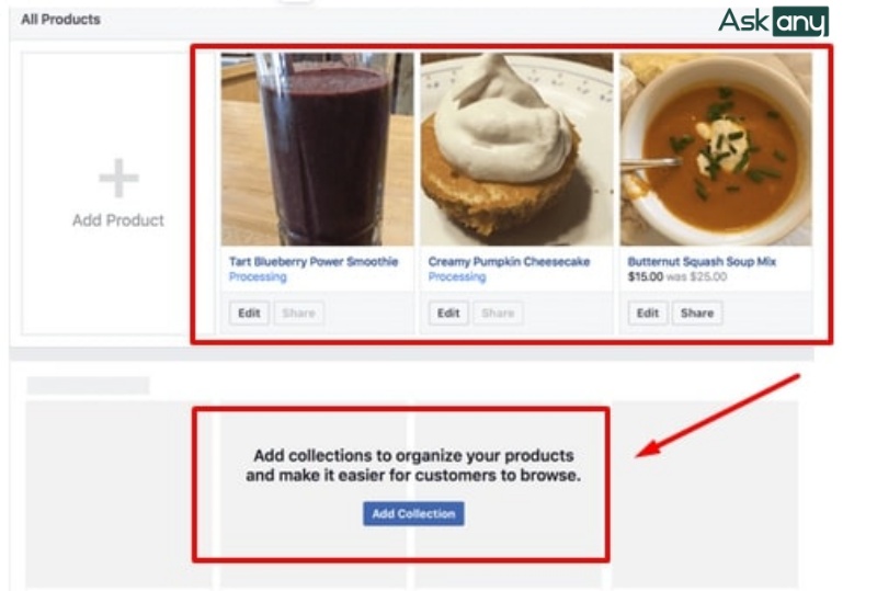 Tạo bộ sưu tập sản phẩm trên gian hàng Facebook