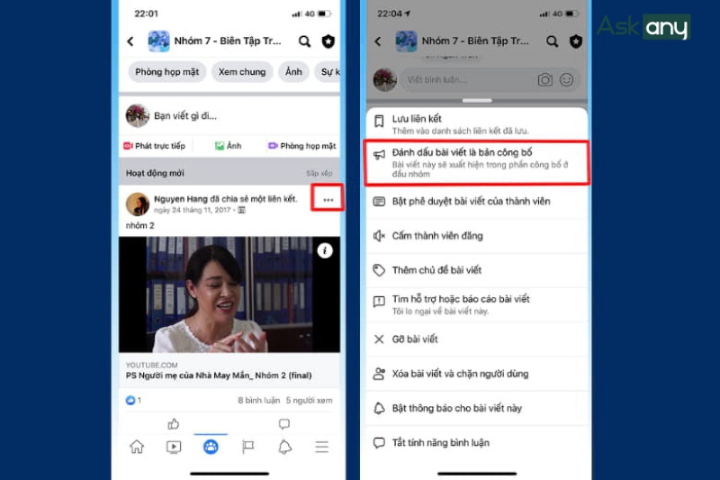 cách ghim bài viết trên facebook