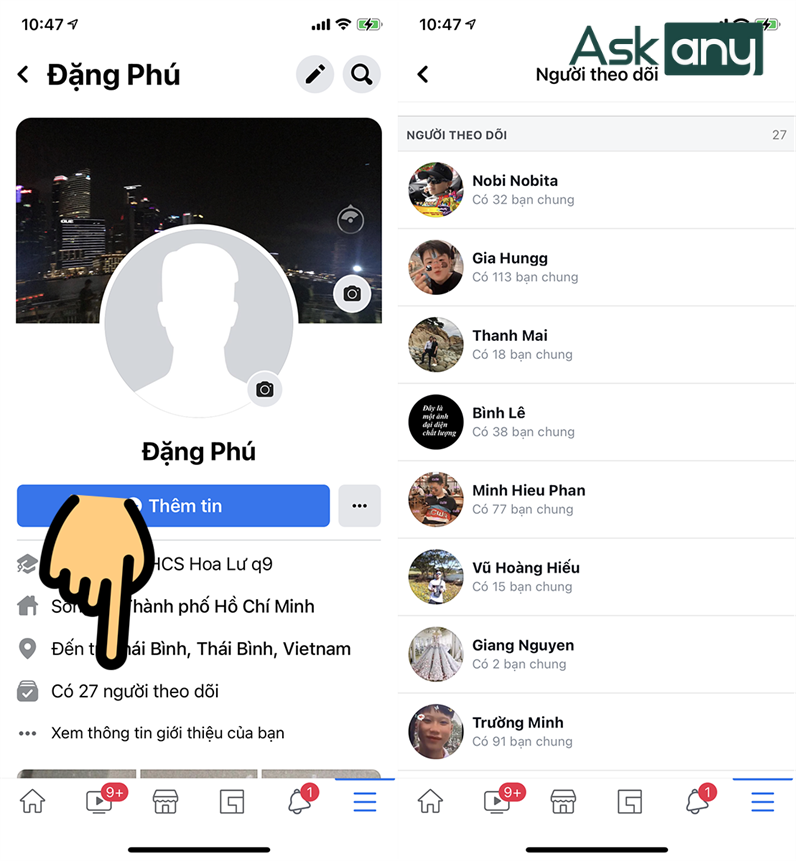 Quay lại trang cá nhân để xem ai đang theo dõi Facebook của mình