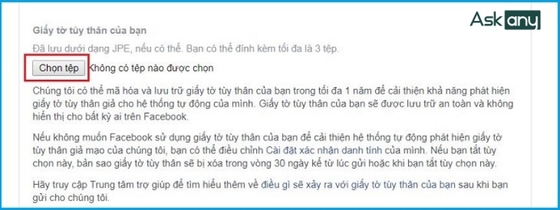 Tải lên các ảnh chứng minh thư theo yêu cầu