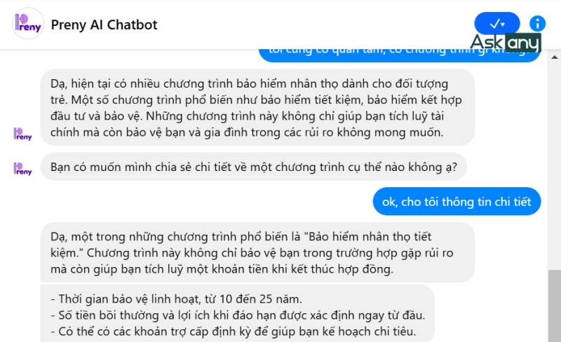 AI chatbot Preny có thể trả lời linh hoạt như con người