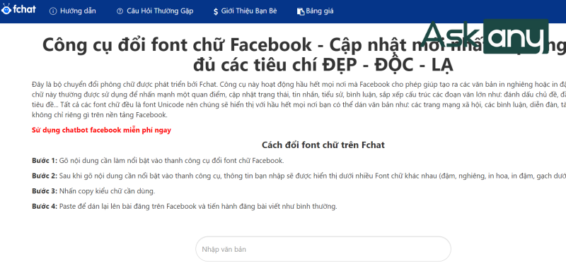 Đổi font chữ Facebook trực tiếp trên Fchat